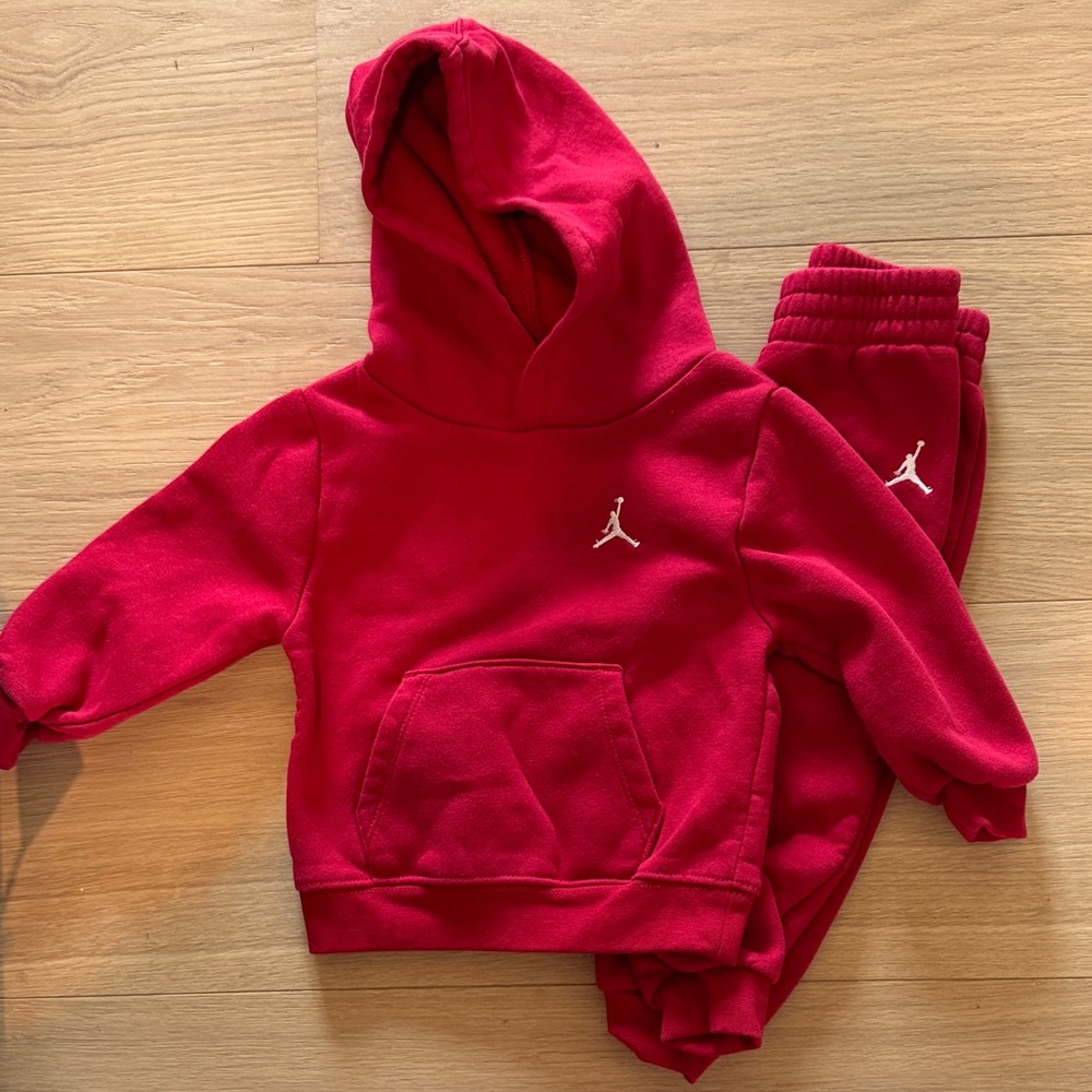Jordan Red Hoodie & Jogger Set for Kids
